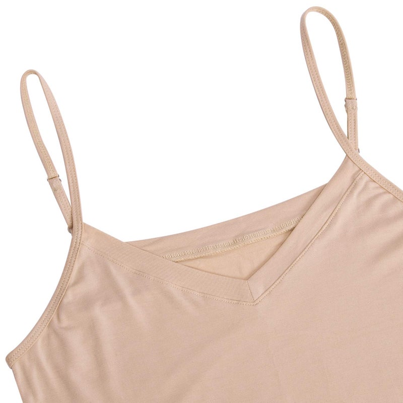 AUHEGN Women's Basic Adjustable Spaghetti Strap Cami Slip Mini Dress 01_Nude X-Small - Image 5